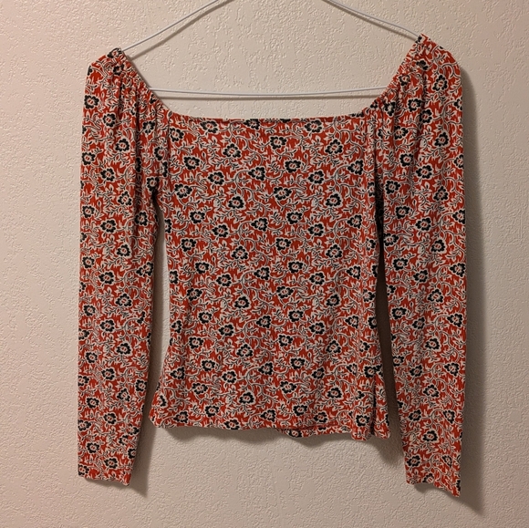 Boden Floral Long Sleeve Top - Red and Black - Picture 3 of 6